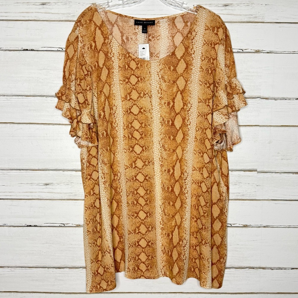 Lane Bryant Snakeskin Print Ruffle Sleeve Top